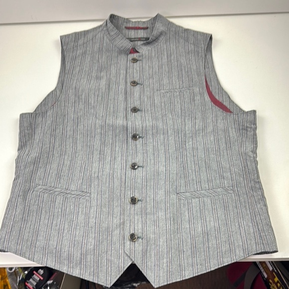 John Varvatos Gray Striped Suit Vest - Picture 3 of 12